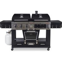 Barbecue à gaz 4 brûleurs – Fonction mixte gaz, charbon et fumoir électrique – Idéal pour cuisson précise et fumage – Pitboss