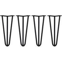 SKISKI LEGS - 4 Pieds de Table en Épingle à Cheveux 30,5cm 3 Tiges en Acier Noir Épaisseur 12mm