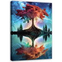 Leinwandbild Wandbild, Baum 3D abstrakt modern, Wanddekoration für Wohnzimmer und Schlafzimmer, hochwertiger Kunstdruck, 90 x 60 cm