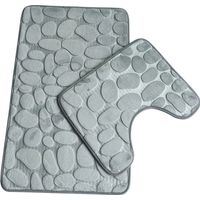 Set di 2 tappeti da bagno antiscivolo in piedi, tappeto da bagno in schiuma di memoria traspirante, comodo, morbido, assorbente, tappeto da bagno del water, supporto antiscivolo in piedi, Viola