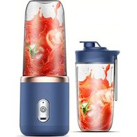 Machine à jus électrique portable 400 ml, mixeur à jus mini sans fil rechargeable USB, 6 lames, verre à jus