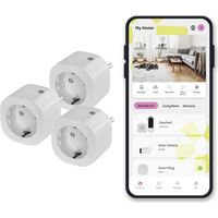OMAJIN by Netatmo Set di 3 prese intelligenti, Timer, Monitoraggio Consumo, Controllo Remoto, Spegnimento Ritardato, Risparmio Energetico, Wi-Fi 2.4GHz/Bluetooth, 16A/3680W, senza hub, OBU-3SP-SK