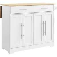 SoBuy Kücheninsel mit 2 Schubladen Holz 115x68,7x91cm Funktional FKW129-WN