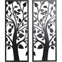 Wanddekorationsset 2 Metall 70x1.3x90 Schwarzes Baummetallmaterial mehrfarbige Farbfamilien Wanddekoration Details