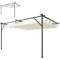 Pergola Addossata Tetto Retrattile Scorrevole 3x4 m Fori Drenaggio Bianco Crema
