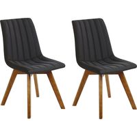 Beliani Dining Chairs Black Fabric of Solid (pack of 2) Seat Height 47 cm, Holds up to 130 kg, 48 x 56 x 86 cm, 100% Polyester CALGARY