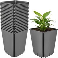 Garronda Pflanztopf Kunststoff hoch 16 x 16 x 20 cm (3,5L) 20er Set eckig mit Drainagelöchern Blumentopf PP Pflanzgefäß für Garten Gewächshaus Balkon Anzucht Innen Außenbereich Schwarz GD-0201