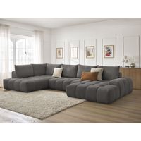 BOBOCHIC - Canapé panoramique convertible coffre EVEREST tissu texturé Angle droit Gris foncé