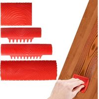 4 Pièces Outil de Grain de Bois de Caoutchouc, Outil de Peinture en Caoutchouc pour Peinture Murale Rouleau Peinture Effet Bois pour Mur, Meuble, Porte, Cadre de Fenêtre