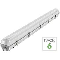 Silumen – Pack de 6 réglette LED IP65 + 2 tubes néon LED T8 120cm 18W – 3312 lm – Éclairage étanche et puissant – 220-240V AC