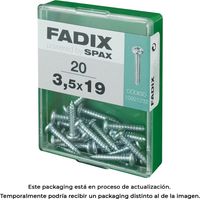 Schachtel mit 20 Stück selbstschneidenden Blechschrauben mit rundem Zinkkopf 3,5 x 19 mm Fadix