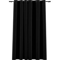 Rideau occultant Aspect de lin avec œillets Noir 290x245 cm