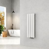 EMKE Radiateur eau chaude en acier Tube plat Montage mural Horizontal design Blanc 90x30cm Double Couche