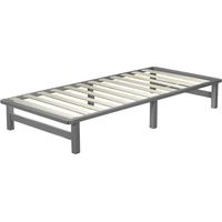 Cama de palets con somier de láminas 90x200 cm en madera maciza gris LIT06223