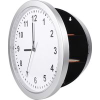 Eosnow Versteckter Wandtresor aus ABS in modernem Design, Uhr, silberfarben, batteriebetrieben, Heimtresor für Kreditkarten, Verbesserung, Schmuck
