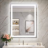 Keonjinn 70x90cm Miroir salle de bain avec éclairage avant et arrière, WC mural miroir LED antibuée en verre trempé, lumière blanc froid/neutre/chaud réglable en intensité, fonction mémoire, IP44