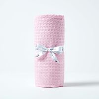 HOMESCAPES Couverture naturelle en coton biologique coloris rose 125 x 150 cm