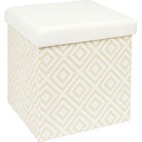 The Home Deco Factory – Pouf coffre pliable tressé 38cm blanc – Rangement pratique – Design carré en papier – Idéal pour décoration intérieure