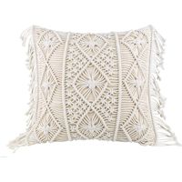 HomeyMosaic Kissenbezug Kissenhülle Sofakissen, 2-er Set Zierkissen Boho Kissenbezüge 100% Baumwolle Dekokissen mit Makramee für Bed Sofa Couch Bank Auto, Beige, 45 45 cm