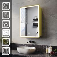 ELEGANT Bathroom LED Mirror with Shaver Socket Demister 3 Lighting Modes Bathroom Mirror Cabinet, 500x700mm (lime-green)