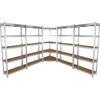 Lot de 4 Etagères de Rangement de 90cm & 1 Etagère d’Angle Galwix, Ensemble de Rayonnages de Garage Fini Acier Galvanisé
