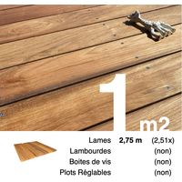 Planches de terrasse bois exotique JATOBA pour 1 m² • Longueur 2,75 m