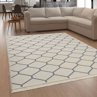 Paco Home Teppich Wohnzimmer Boho Waschbar Bis 30 Grad Skandinavisch Mit Fransen Wendbar 80x150 cm, Grau 5
