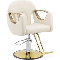 Poltrona da parrucchiere con poggiapiedi 55 - 65 cm 180 kg crema Poltrona da
