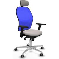 Jorquera sincro malla azul similpiel blanco brazos 3D base aluminio cabecero 2D ruedas 65mm engomada