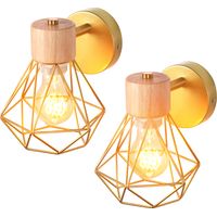 NORCKS 2PCS Retro Wall Lights Modern Wall Lamp Indoor Wall Light Metal Wall Sconce, Dia15CM Angle Adjustable Gold For Bar Bedroom Office E27