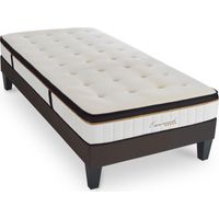 Ensemble Matelas Emeraude Mousse Accueil Mémoire de Forme et sommier tissu gris - 90 x 200 cm