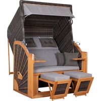 deVries Strandkorb PURE® CLASSIC XL SUN PE Des.466 stone grey 130 x 80 x 160 cm