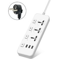 Us/uk/eu Power Strip 5v2.1a Surge Protector With 3 Outlets & 3 Usb Ports