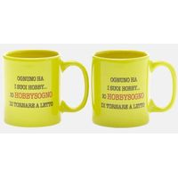 Più Forty +40 Set 2 Tazzine 12 Cl Ceramica Stampa "Hobbysogno..." Giallo