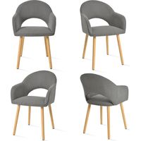 Goeurvant Bequeme Esszimmerstühle mit halbmondförmigem Rückenlehne und ergonomischen Armlehnen, Perfekte Kombination aus Unterstützung und Stil - 4er Set - Grau