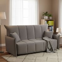 Talamo Italia Sofa cama Alissa, Sofá de 2 plazas, 100% Made in Italy, Sofá de salón con apertura trolley con apertura trolley, en tela acolchada, con reposabrazos estándar, Cm 150x90h85, Gris, con emb