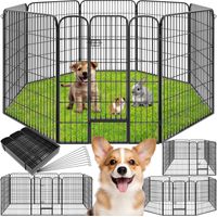 Enclos pour chien modulable, en acier, robuste, sécurisé, gris