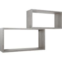 Rechteckiger 2er set wandregal mod. Bislungo farbe eiche grau