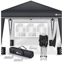 tillvex Gazebo antracite 3x3m con 2 pannelli laterali impermeabili Gazebo pieghevole a scomparsa, regolabile in altezza Tenda da giardino con protezione UV 50+ Tenda per feste con borsa per il giar