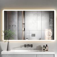 Miroir LED Premium 120x70 cm avec Horloge Digitale et Thermomètre - Zone Grossissante 3X - Anti-buée - 120 LEDs/m - Design Moderne Tactile - AquaWise