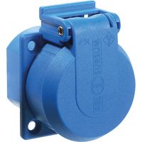 Schutzkontakteinbausteckdose blau mit Klappdeckel IP54
