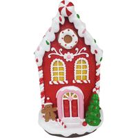 Ornement de chalet de Noël miniature avec lumières LED-Rouge