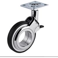 Roulette DESIGN "O" pivotante à frein Ø 60 mm ZAMAK CHROMÉ à