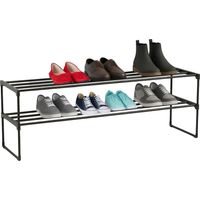 Shoe Rack, Stackable Metal Frame With Plastic Tiers