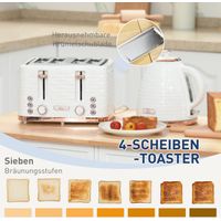 Grille-pain et bouilloire 2-en-1, 7 niveaux de brunissage, fonctions décongélation et réchauffage, blanc crème