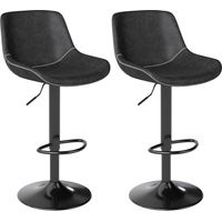 ralex-chair Tabourets de Bar pivotants avec Dossier Chaises de Bar Modernes réglables sans accoudoirs en Cuir synthétique (Lot de 2,Noir)
