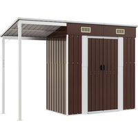vidaXL Gartenhaus mit verlängertem Dach braun 277x110,5x181 cm Stahl