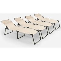4er Set Liegestühle Strandliegen Sonnenliegen aus Aluminium für Garten und Strand Mauritius - Beige