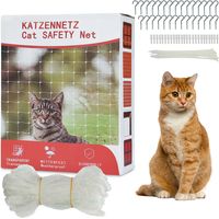 Wolketon Red de protección para gatos 8x3 m balcón y ventana, nylon resistente a UV y clima, malla transparente 2,5 cm, fijación sin taladro