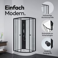 Dusche Komplett MARWELL Komplettdusche Fertigdusche Factory 85 x 85 x 200 cm - Dusche im komplett Set inkl. Duschwanne und Armatur - Runddusche mit Fronteinstieg